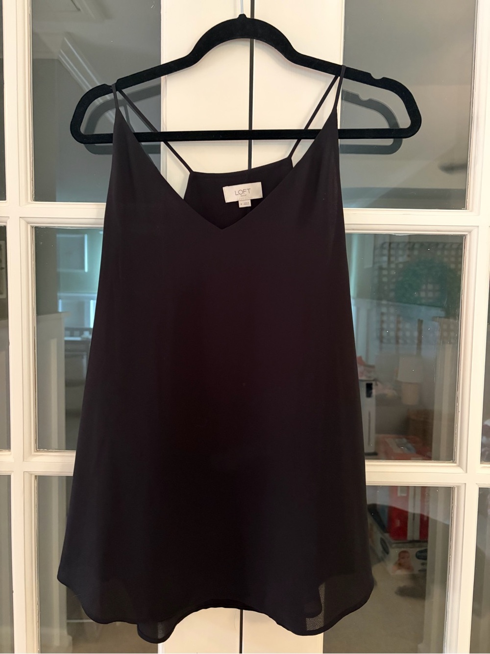 LOFT Black V-Neck Satin Camisole